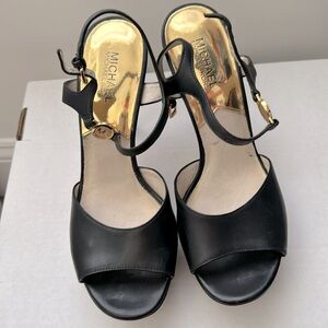 Michael Kors‎ 4 inch black leather platform heels